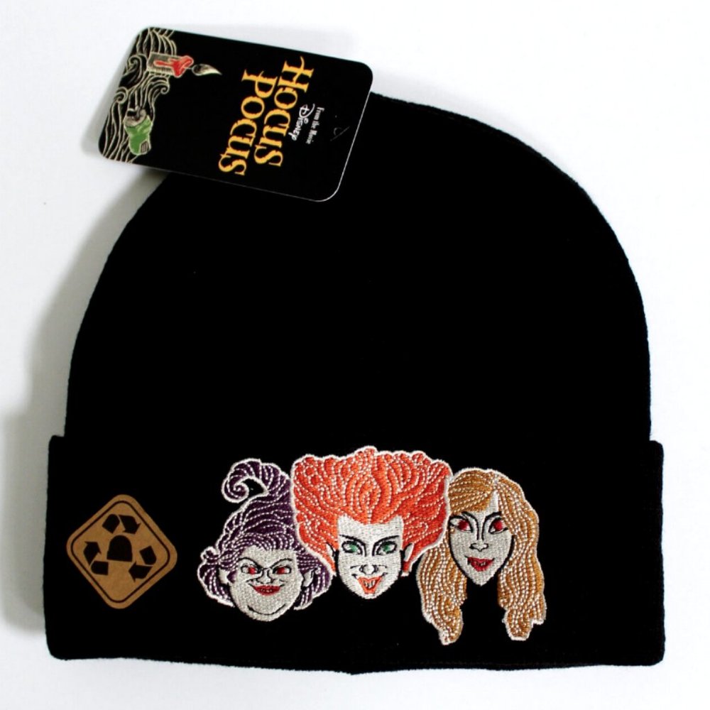 Disney Hocus Pocus The Sanderson Sisters Embroidered Cuff Knit Beanie